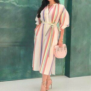 ♥️♥️ Lem Lem X H & M Oversized Belted Kaftan Dress W/Pockets - Size Small